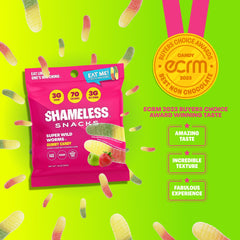 Shameless Wild Worms six-pack bundle on display, convenient keto snack.