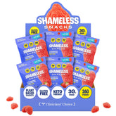 Shameless Strawberry Sour Splash pack showing bold fruity flavor for quick snacks