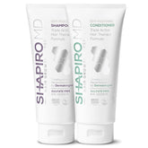 Shapiro MD Hair Growth Experts shampoo bottle highlighting DHT-fighting action for fuller look