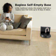 Shark AI Ultra Robot Vacuum side view highlights compact profile for reaching tight spaces.