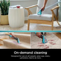 Shark Deep Clean Pet Formula in-use on carpet demonstrates stain removal power.