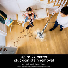 Shark Steam & Scrub in action with steam blast targeting tough stains