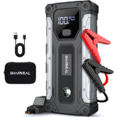 Sharmeal jump starter 5000A front view boosts vehicle battery quickly.