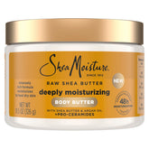 SheaMoisture Deeply Moisturizing Body Butter jar with shea and argan oil for dry skin nourishment.
