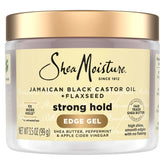 SheaMoisture edge-control flaxseed jar displaying long-lasting hold and frizz control.