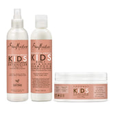 SheaMoisture Kids 2in1 shampoo-conditioner bottle pouring for gentle cleansing.