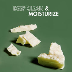Sheamoisture beard wash hand-application scene highlights easy dime-size usage.