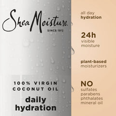 SheaMoisture Virgin Coconut Oil Body Wash emulsion close-up showing creamy droplets for even coverage.