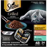 Sheba Perfect Portions grilled chicken in savory sauce twin-pack tray for easy, premium meals.
