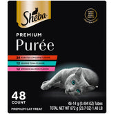 Sheba Premium Puree roasted chicken tube close-up showing real meat texture for cats