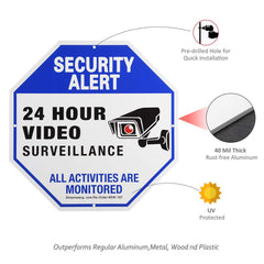 Sheenwang security sign heavy-duty aluminum 40mil withstands rain and sun.