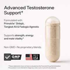 Sheer Alpha T-Booster bottle back label details the fully disclosed ingredients.
