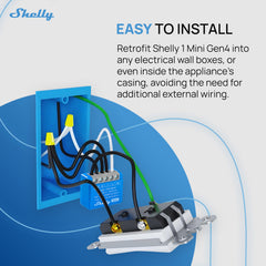 Shelly 1 Mini Gen4 compact form factor fits behind switches