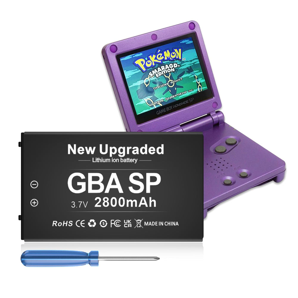 SHENMZ GBA SP battery front view, 2800mAh for extended playtime.