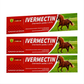 SHEVAT VITAMINS ivermectin horse paste apple-flavored tube closeup improves palatability during administration.