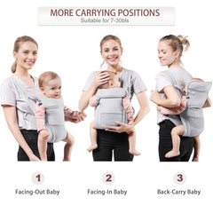 Shiaon baby carrier M-position view supports healthy hip alignment.