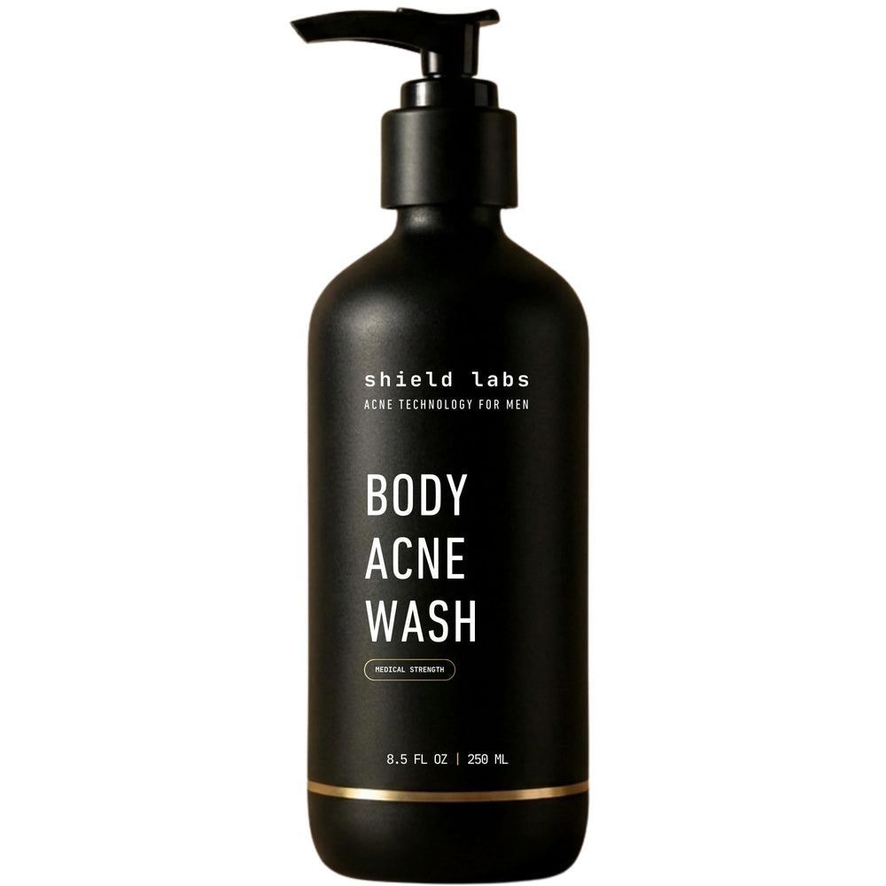 Shield Men's Acne Body Wash back cleanse helps clear back acne and oil.
