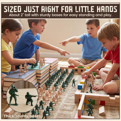 Shindel Army Men with wide stable bases designed for desks, boards, and stop-motion projects.