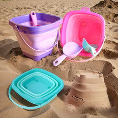 Shindel purple bucket with shovel shows coordinated play set for sand.