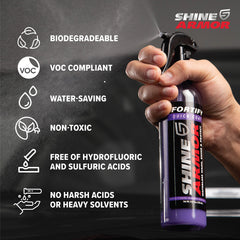SHINE ARMOR waterless wash action lifting light dirt without rinsing