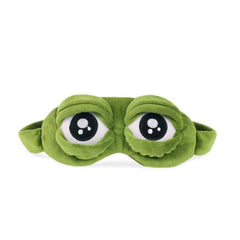 Shinywear travel eye mask with green frog design and plush feel for light blocking