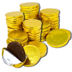 Shippedfast chocolate gold coins in a 1lb bag, ideal for party favors.