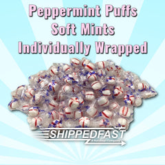 Shippedfast Soft Peppermint Puff King Leo in a decorative candy bowl for sharing