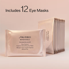 Shiseido Benefiance eye mask in use adheres to the eye area for comfortable, quick treatment