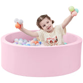 SHJADE pink ball pit front view with soft foam cushions for safe indoor play.