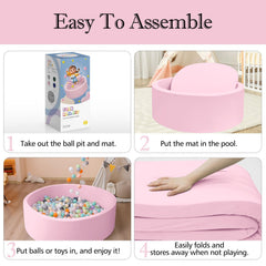 SHJADE pink ball pit removable cover close-up showing easy cleanup.