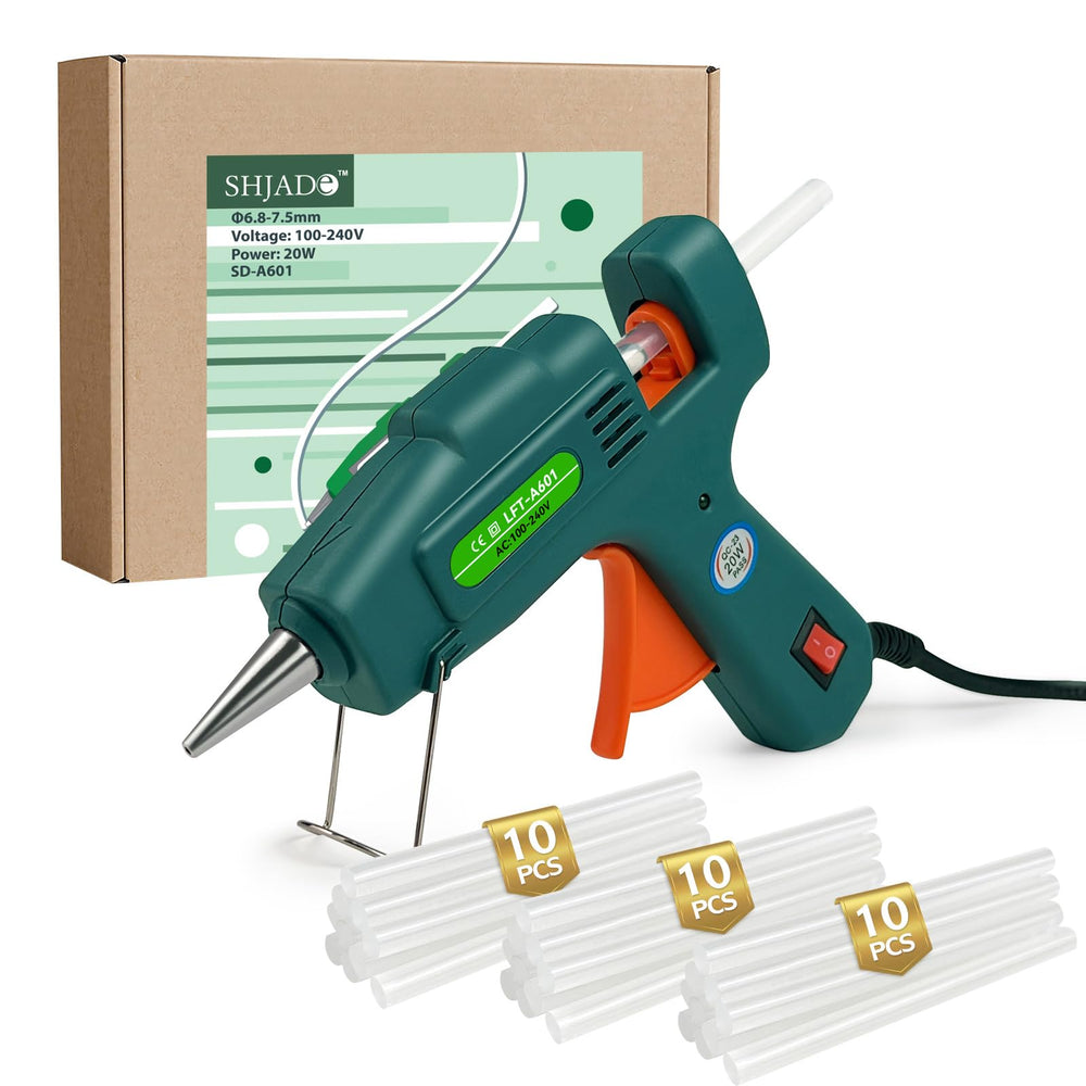 SHJADE hot glue gun front view with compact 20W design for quick crafts