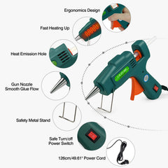 SHJADE hot glue gun side view showing ergonomic handle and compact form