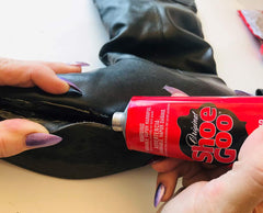 Shoegoo heel repair with secure insole fix.