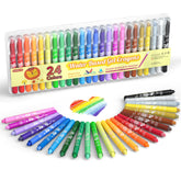 Shuttle Art 24-color gel crayons set offers vibrant hues for kids' art and easy handling