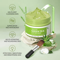 SHVYOG Green Tea Face Mask with green tea powder offering antioxidant support for daily care.