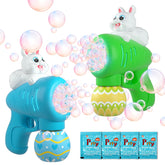 ShyLizard 2-pack Easter bubble maker in action outdoors with colorful bubbles.