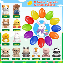 ShyLizard farm animal puppets with easy finger holes for pretend play.