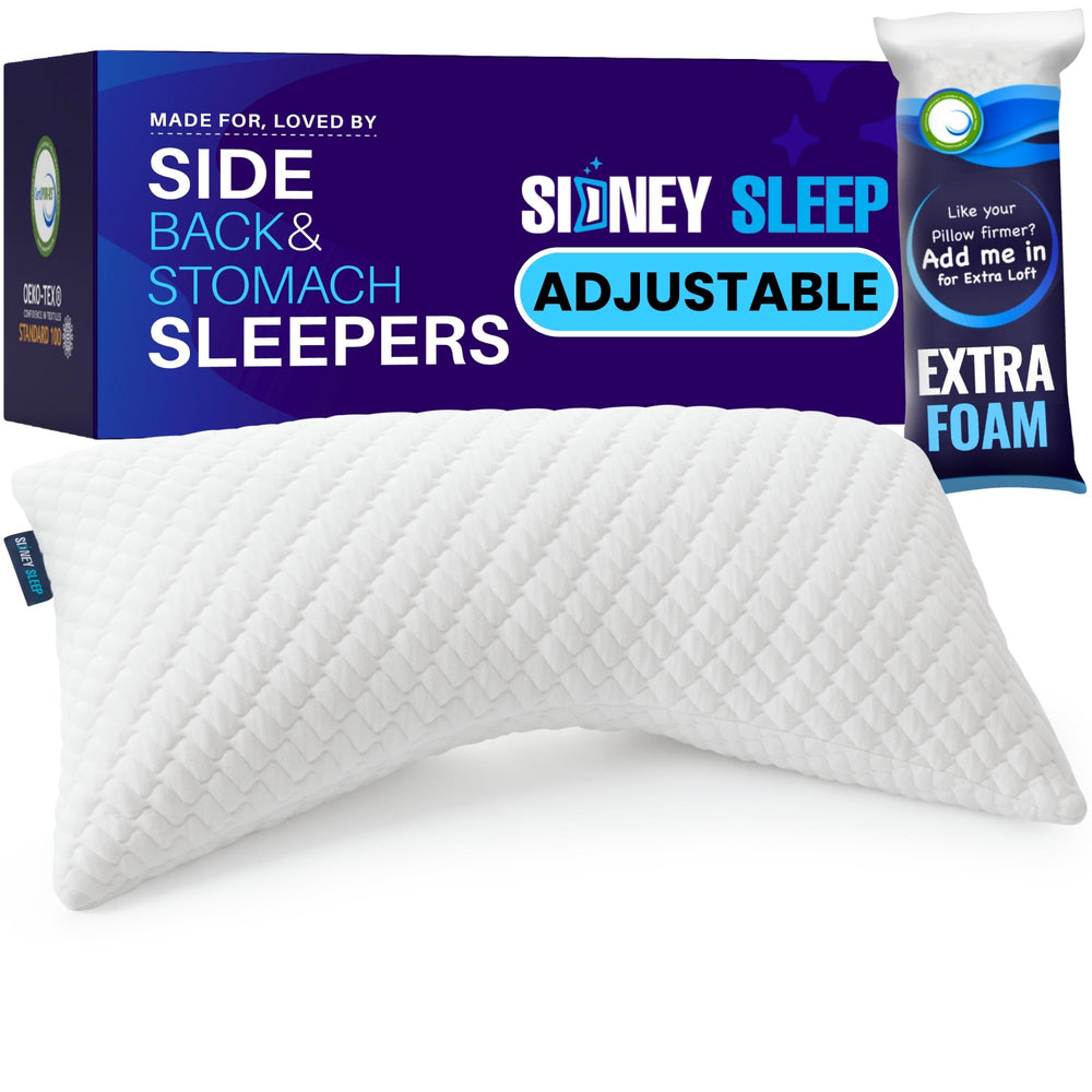 Sidney Sleep pillow with adjustable loft for side and back sleepers.