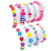 SIELEVIN nine-piece cute kids bracelets set in pink tones for everyday wear