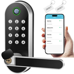 Sifely fingerprint door lock with handle and keypad for keyless entry convenience