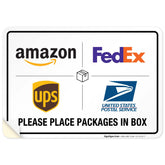 Sigo Signs package delivery sign 10x7 inches guides couriers to the correct drop-off.