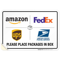Sigo Signs package delivery sign 10x7 inches guides couriers to the correct drop-off.