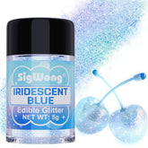 SigWong iridescent blue edible glitter adds vegan sparkle to drinks