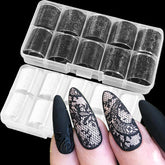 SILPECWEE lace nail foil white flower pattern for elegant manicure.
