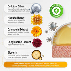 Silver Grade honey and colloidal silver ingredients highlighted on label.