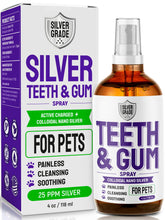 SILVER GRADE bottle pour for teeth and gum spray supports easy daily use for pets.