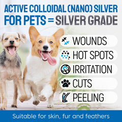 SILVER GRADE wound spray application demonstrates easy, even coverage for scratches and hotspots.