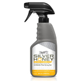 Silver Honey bottle front, 8oz, convenient pet care.