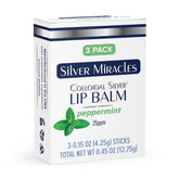Silver Miracles lip balm 3-pack packaging for home, bag, and desk.