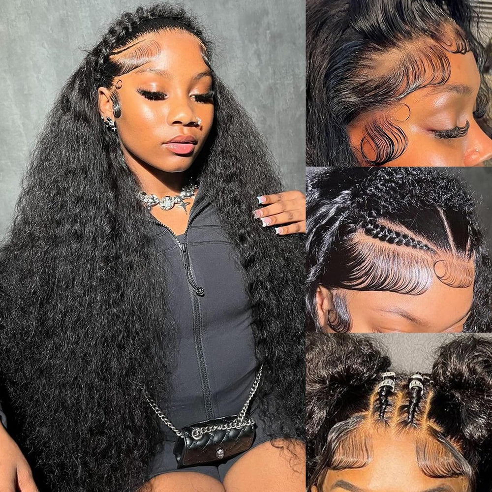 Simeider deep wave wig front view showing natural movement and shine.